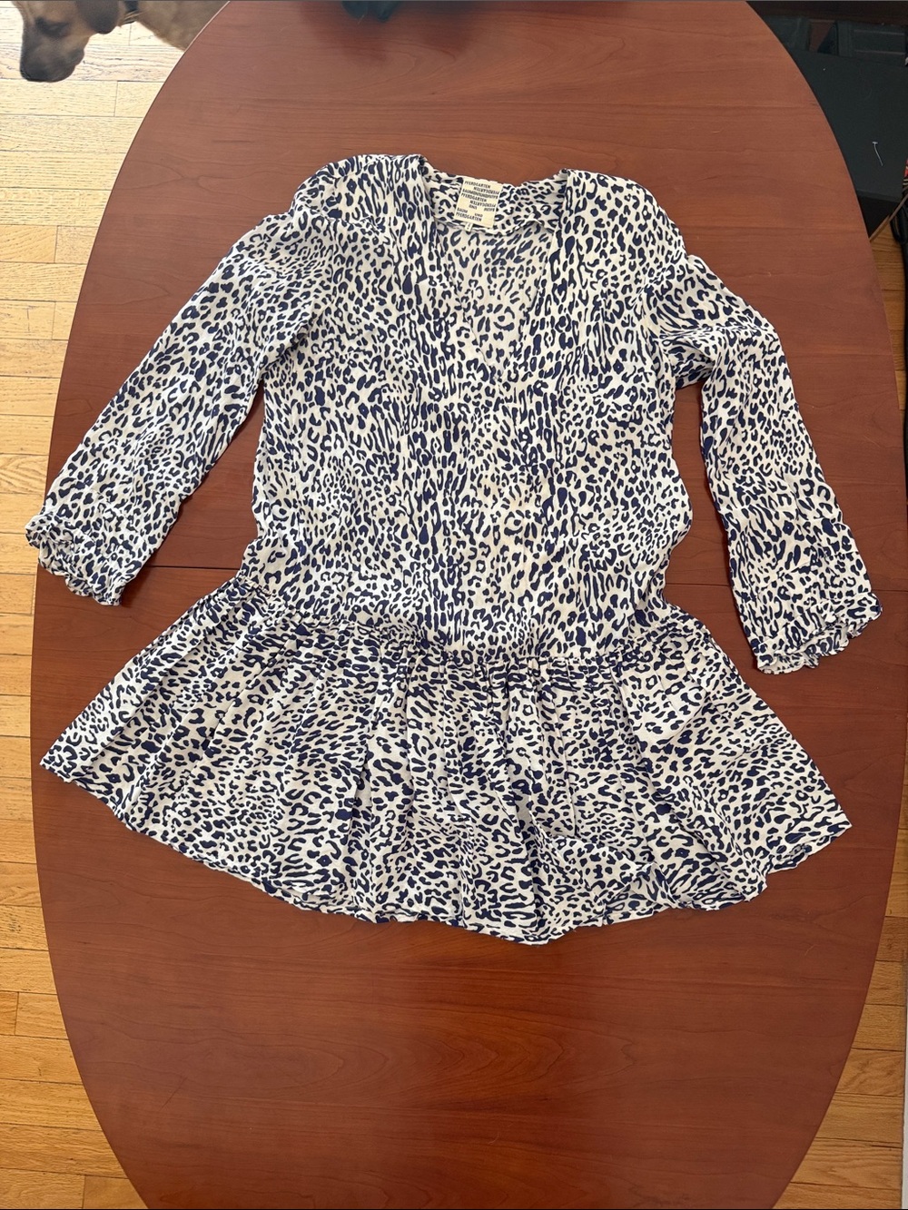 Baum Und Pferdgarten navy and white Leopard-Print mini dress- silk and viscose